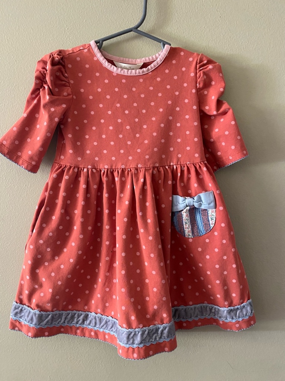 Matilda Jane Coral Pink Polka Dot Dress with Pocket Bow